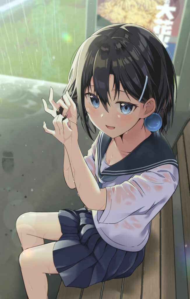 濡れちゃったね……